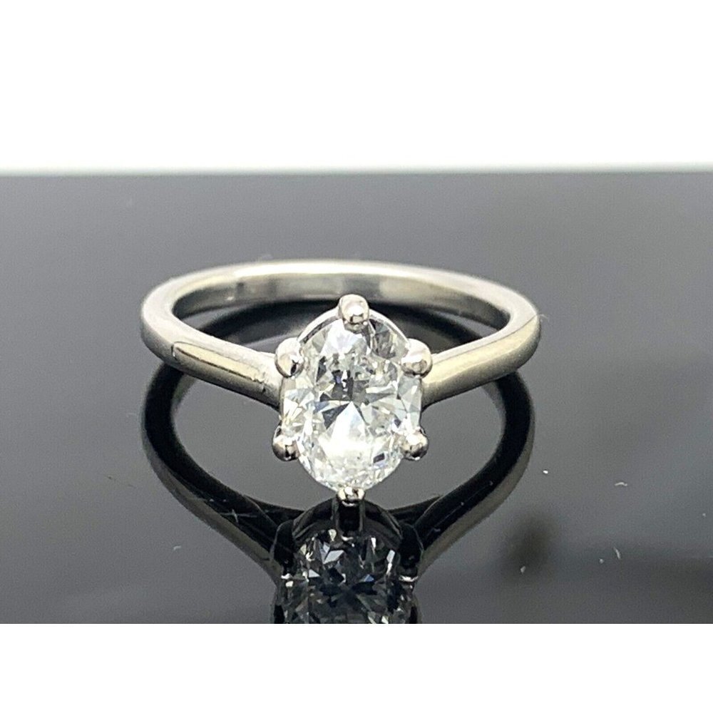 Engagement Ring Diamond 0.96ct GIA VS2 F Platinum Oval Solitaire Size 4.5